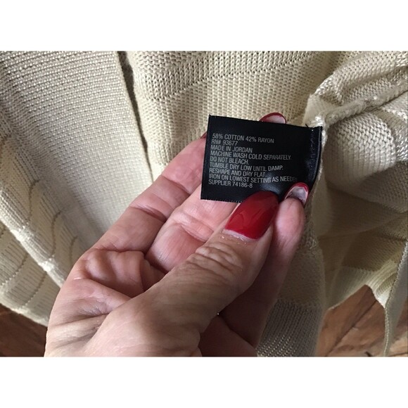 Worthington Gold Open Front Cardigan Size L 3/4 Sleeve Rib Knit - Picture 7 of 7